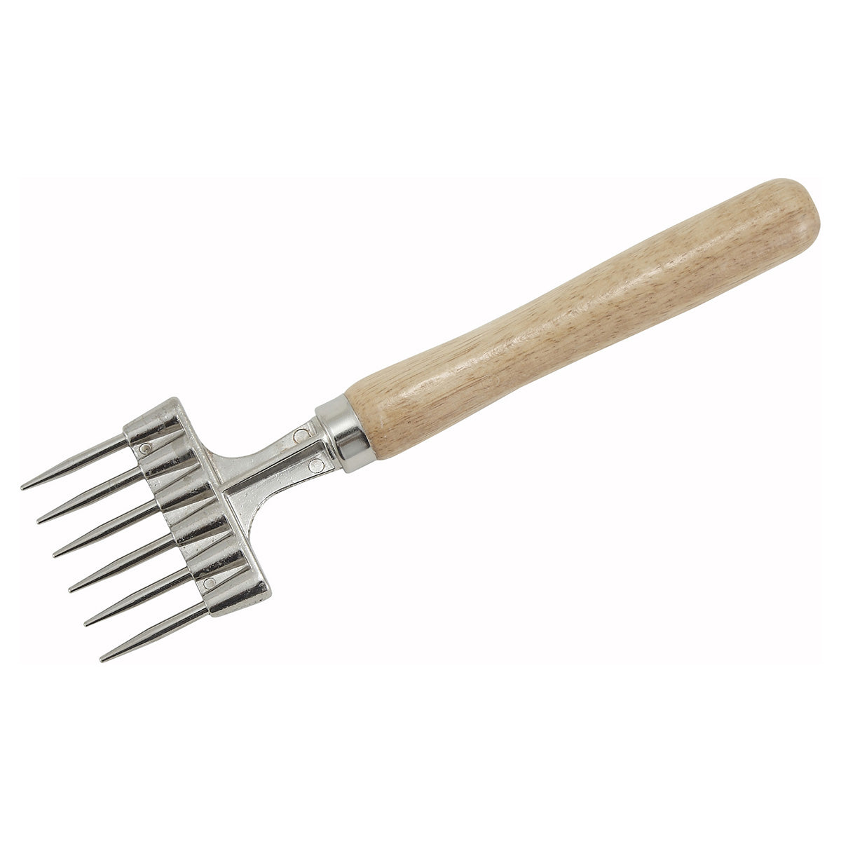 Picahielo de 6 Picos de Aluminio con Mango de Madera